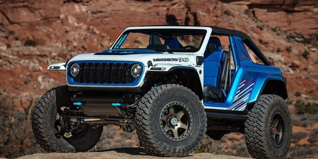 The Wrangler Magneto 3.0 Concept has a 600 hp electric motor and six-speed manual transmission.