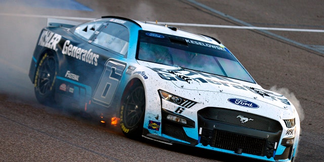 Brad Keselowski's car caught fire during the 2022 championship race at Phoenix Raceway.