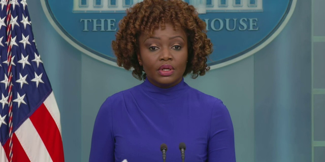 White House spokeswoman Karine Jean-Pierre speaking to the press on Tuesday, March 7th.