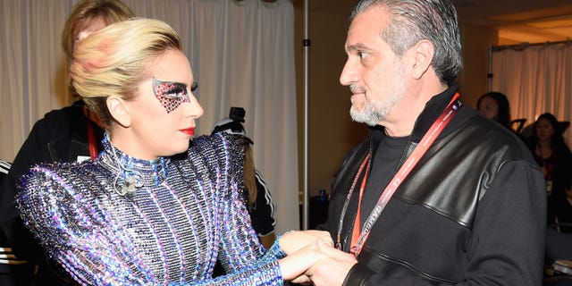 HOUSTON, TX - FEBRUARY 05:  (EXCLUSIVE COVERAGE) Musician Lady Gaga and Joe Germanotta backstage before the Pepsi Zero Sugar Super Bowl LI Halftime Show at NRG Stadium on February 5, 2017 in Houston, Texas.  (Photo by Kevin Mazur/WireImage)