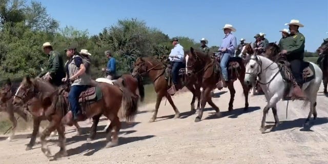 Republican senators tour the southern border in Texas on Friday.