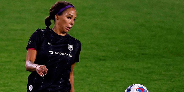 Sydney Leroux of Angel City FC at Banc of California Stadium July 1, 2022, in Los Angeles. 