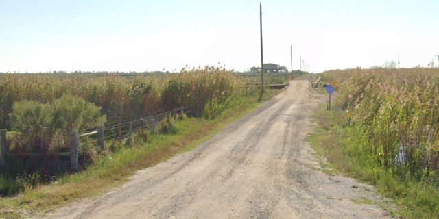 The road leading to Long Beach in Cameron Parish, Louisiana.