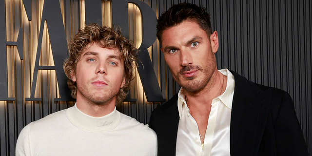 Lukas Gage and Chris Appleton attend a Vanity Fair and TikTok event for young Hollywood actors. 