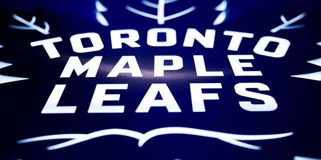 A view of the Toronto Maple Leafs logo prior to action between the Leafs and the Buffalo Sabers at Scotiabank Arena in Toronto, Ontario, Canada on March 13, 2023.