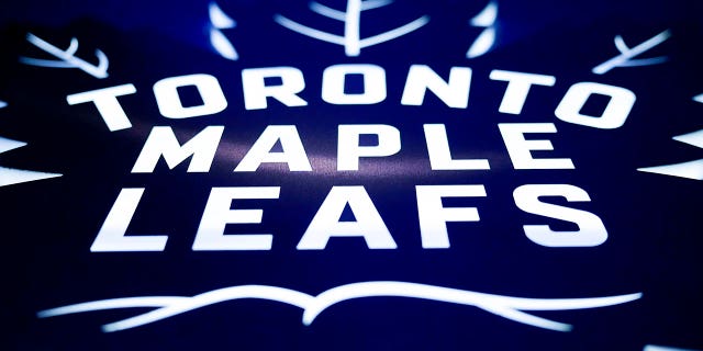 A view of the Toronto Maple Leafs logo prior to action between the Leafs and the Buffalo Sabers at Scotiabank Arena in Toronto, Ontario, Canada on March 13, 2023.