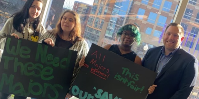 Students protest Marymount University ending nine majors and one graduate program.