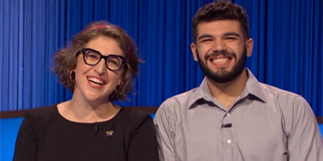 A "Jeopardy!" contestant confessed to Mayim Bialik, left, that he developed a "celebrity crush" on the host growing up.