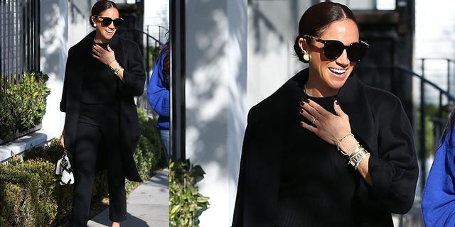 Meghan Markle's latest monochrome outfit included a $5,600 Max Mara coat and $700 Valentino flats.