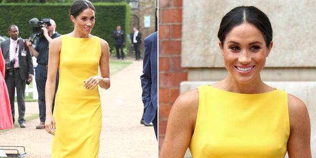 Meghan Markle wore a yellow Brandon Maxwell cocktail dress at the Commonwealth Secretariat's Youth Leadership Workshop in 2018.