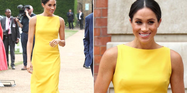 Meghan Markle wore a yellow Brandon Maxwell cocktail dress at the Commonwealth Secretariat's Youth Leadership Workshop in 2018.