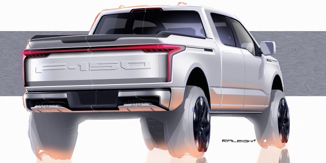 This early sketch of the F-150 Lightning shows some styling directions the company has considered.
