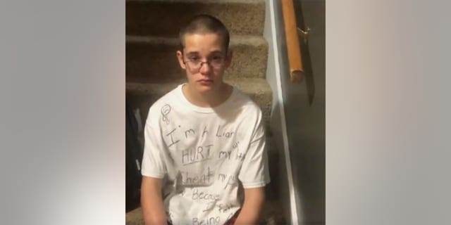 Scottie Morris, 14, had been last seen around 8:30 p.m. Thursday in Eaton, Indiana. Police say his parents forced him to wear a t-shirt that said, "I'm a liar." 