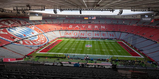 A general view inside the stadium before the NFL game between the Seattle Seahawks and the Tampa Bay Buccaneers at Allianz Arena on November 13, 2022 in Munich, Germany. 