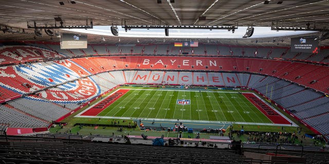 A general view inside the stadium before the NFL game between the Seattle Seahawks and the Tampa Bay Buccaneers at Allianz Arena on November 13, 2022 in Munich, Germany. 