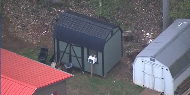 The shed on a North Carolina property where child abduction suspect Jorge Camacho was allegedly living with a captive Dallas teen.