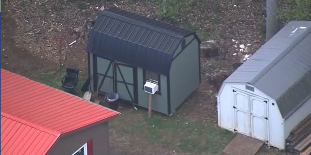 The shed on a North Carolina property where child abduction suspect Jorge Camacho was allegedly living with a captive Dallas teen.