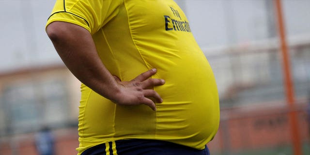 A player is seen during his "Futbol de Peso" (Soccer of Weight) league soccer match, a league for obese men who want to improve their health through soccer and nutritional counseling in Mexico on Sept. 16, 2017. 