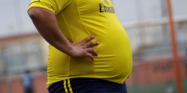 A player is seen during his "Futbol de Peso" (Soccer of Weight) league soccer match, a league for obese men who want to improve their health through soccer and nutritional counseling in Mexico on Sept. 16, 2017.