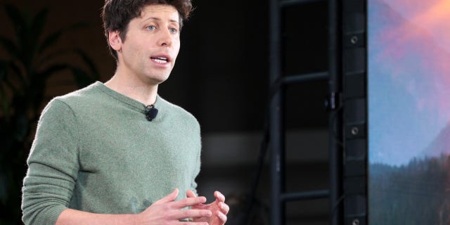 OpenAI CEO Sam Altman announces Bing's ChatGPT integration during a keynote speech at Microsoft Corporation in Redmond, Wash., on February 7, 2023.