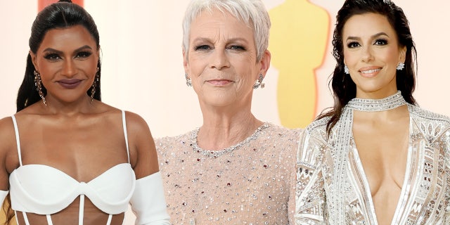 Mindy Kaling, Jamie Lee Curtis and Eva Longoria rocked sheer and sparkling numbers at the Oscars.