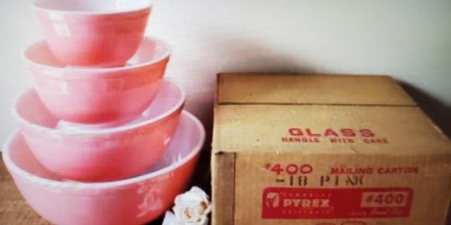 These bowls, named simply Pink Pyrex, are priced at $2,189.95 at ParkwoodTreasures on Etsy. "They were in a box on a shelf in somebody’s basement [ever] since [that person] got married," owner Yvette Egan said. "They’re perfect. Absolutely perfect."