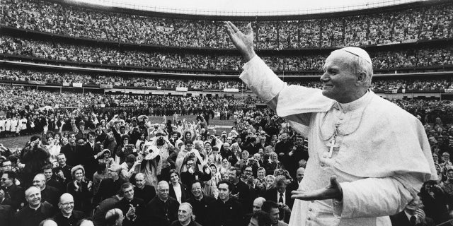 During his papacy, Pope John Paul II made over 100 international apostolic journeys, including to the United States. He is pictured above in 1979.