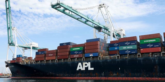 A cargo vessel sits astatine the Port of Miami connected June 09, 2022 successful Miami Beach, Florida.