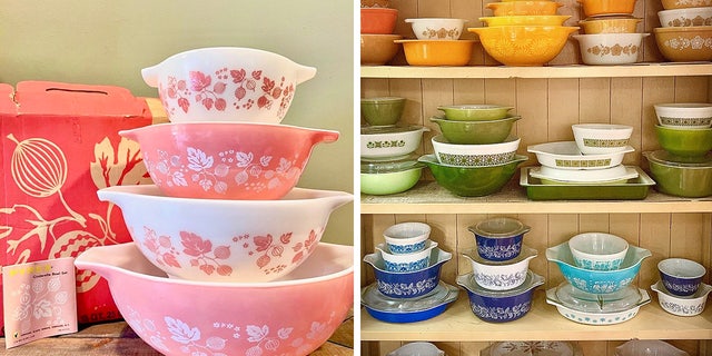 These vintage Pyrex dishes, seen at Rosie’s Vintage on Long Island, New York, are worth big bucks, with some pieces selling for as much as $2,000. Thea Morales, 46, owner of Rosie’s Vintage, told Fox News Digital that there are some Pyrex pieces that were part of a "short run" — which means the company only manufactured a few of them as a test — making them much harder to find and more valuable.