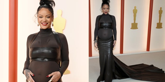 Rihanna wore an Alaïa dress on the Academy Awards red carpet.