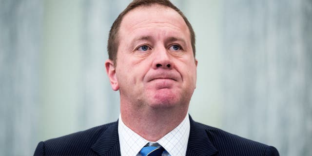 Sen. Eric Schmitt, R-Mo., attends the Senate Commerce, Science and Transportation Committee hearing titled Strengthening Airline Operations and Consumer Protections in Russell Building on Thursday, February 9, 2023. (Tom Williams/CQ-Roll Call, Inc via Getty Images)