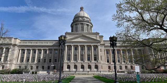 The Kentucky state Capitol is seen in Frankfort on April 7, 2021. A Kentucky House committee advanced a bill to bolster disclosure requirements meant to reveal past misconduct allegations when teaching applicants seek jobs.