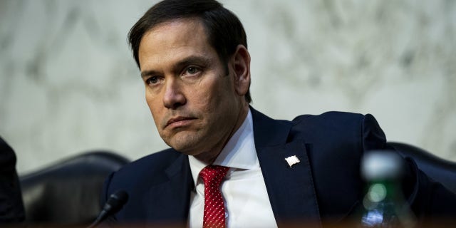 Senator Marco Rubio, a Republican from Florida and ranking member of the Senate Intelligence Committee, during a hearing in Washington, D.C., Wednesday, March 8, 2023. 