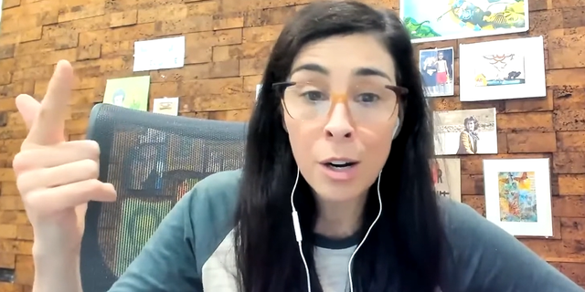 Sarah Silverman speaking about the current state of comedy in 2023, as she looks back on controversial material from her past.