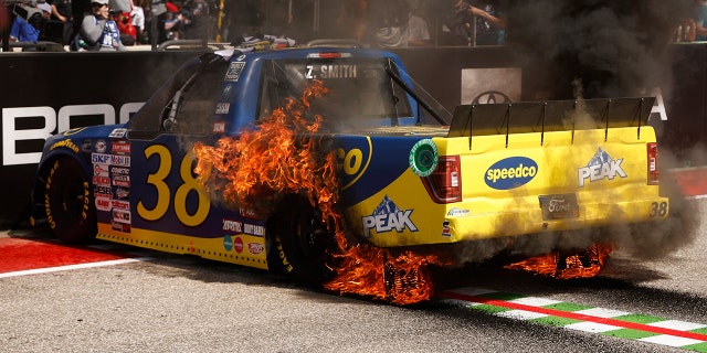 The fire started at the rear wheels.