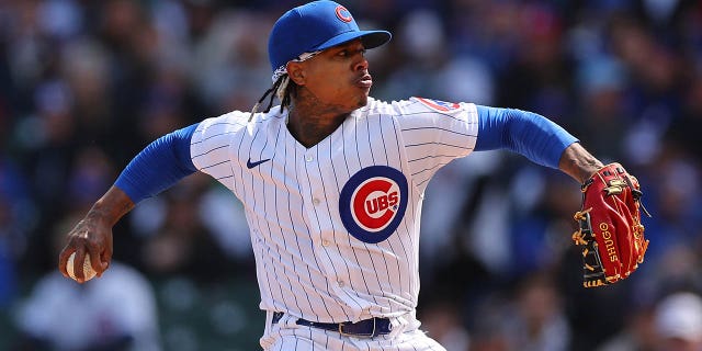 Marcus Stroman of the Chicago Cubs delivers a pitch during the first inning against the Milwaukee Brewers at Wrigley Field March 30, 2023, in Chicago.