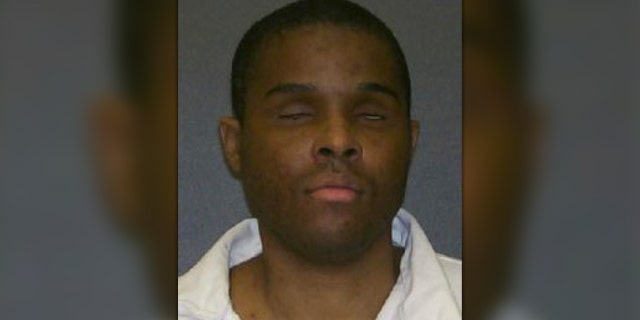 Andre Thomas during a booking photo with the Texas Department of Criminal Justice after he gouged out both of his eyes.