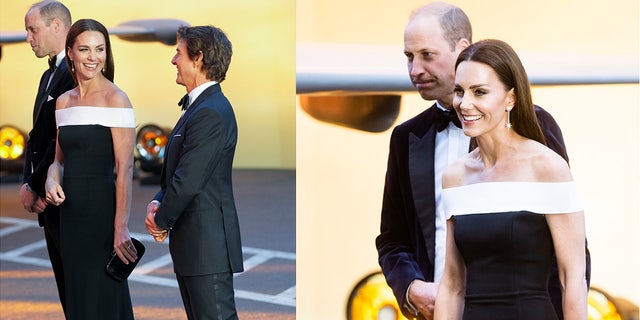 Kate Middleton shared a laugh with Tom Cruise at the "Top Gun: Maverick" premiere in London. The Princess of Wales wore a $3,600 Roland Mouret gown.