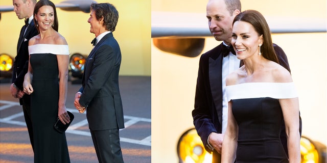 Kate Middleton shared a laugh with Tom Cruise at the "Top Gun: Maverick" premiere in London. The Princess of Wales wore a $3,600 Roland Mouret gown.