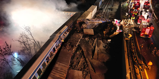 The collision between a freight and passenger train occurred near Tempe, some 235 miles north of Athens, and resulted in the derailment of several train cars.