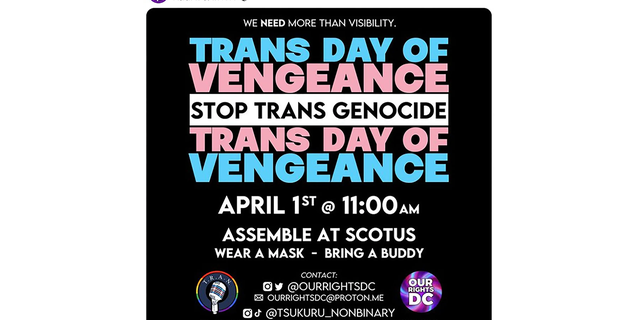 Rhetoric about transgender ideology has been notably violent in recent years. This poster advertising the "Trans Day of Vengeance" was taken down by Twitter, though the Trans Radical Activist Network denied it was encouraging violence.