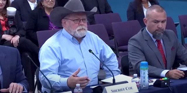 Kinney County Sheriff Brad Coe testifies before the U.S. House Committee on Homeland Security at a field hearing on border security held in Pharr, Texas on March 15, 2023.