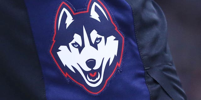 The UConn Huskies logo on a pair of game shorts during a game against the Providence Friars on January 4, 2023, at Amica Mutual Pavilion in Providence, Rhode Island.