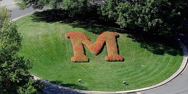 An aerial view of the University of Maryland campus on October 4, 2014 in College Park, Maryland.