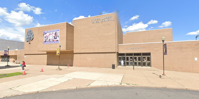 Entrance to Upper Darby High School in Pennsylvania. 