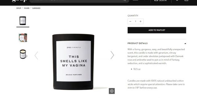 Goop's "This Smells Like My Vagina" candle is currently out of stock.