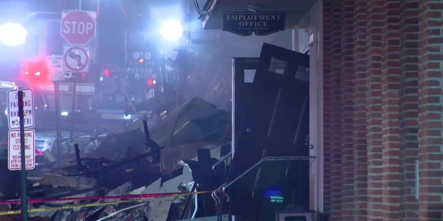 The powerful explosion blew out a window in a nearby restaurant and knocked the doors off another building.