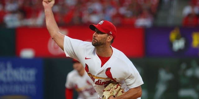 Adam Wainwright #50 of the St. Louis Cardinals delivers a pitch against the Milwaukee Brewers in the first inning at Busch Stadium on September 14, 2022 in St Louis, Missouri.