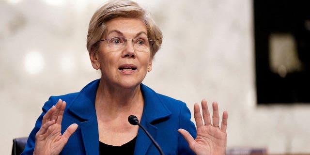 U.S. Senator Elizabeth Warren gestures in Washington, D.C., on June 22, 2022. Warren and Sen. Rick Scott proposed a new Federal Reserve oversight bill.