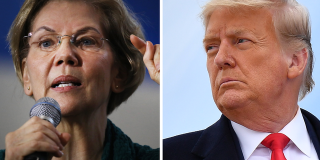 Senator Elizabeth Warren dan mantan Presiden Donald Trump